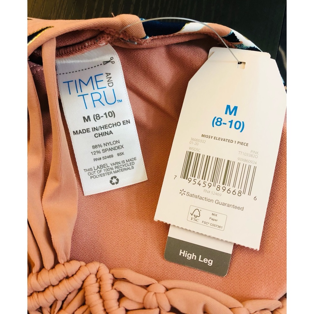 Tropical Floral One Piece Swimsuit / Bathing suit with Macramé Back Medium. - Picture 7 of 7